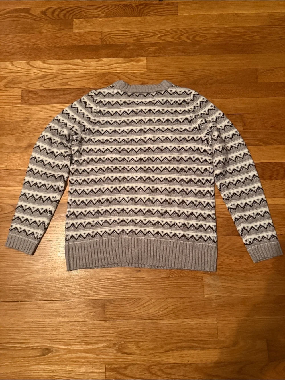 croft & barrow Grey and White Fair Isle Crewneck Sweater